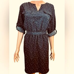 Mossimo Chic Black and White Polka Dot Long Sleeve Dress XL